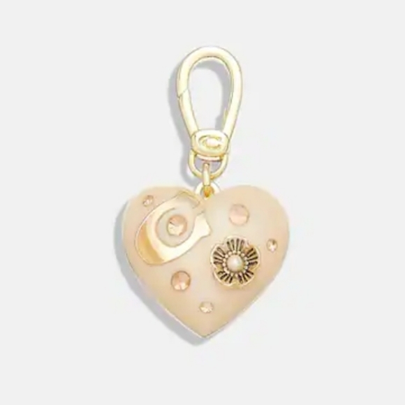 COACH SIGNATURE HEART CHARM IN COLORS GOLD & BLUSH - Picture 1 of 1